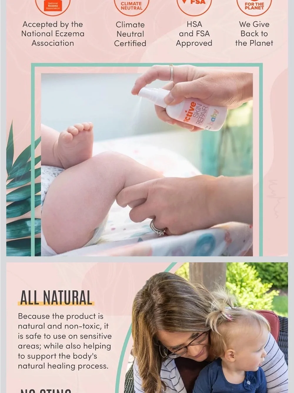 Active USA Active Skin Repair Baby Spray - Pink & Pastel Green